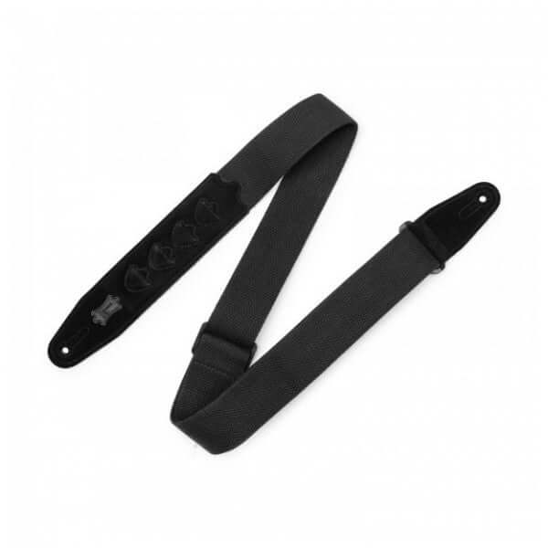 Levy's PickPocket Cotton w Suede Ends - Black - Guitar Strap