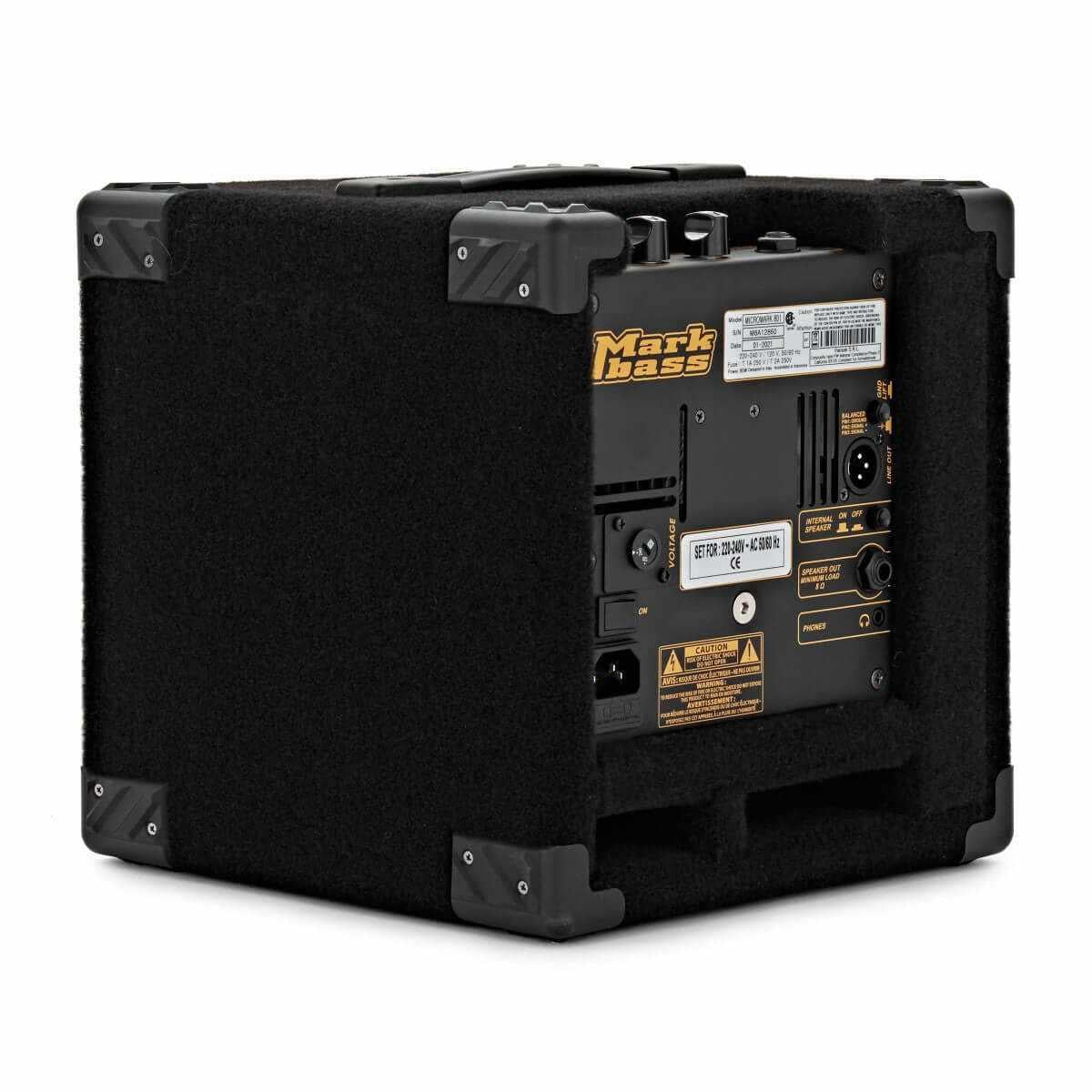 Mark Bass Micromark 801 compact amplifier rear view with multiple input/output options.