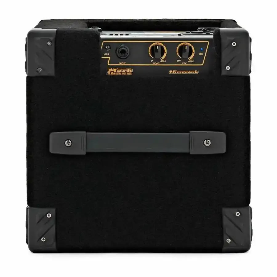 Mark Bass Micromark 801 compact amplifier featuring 1 x 8" speaker and controls for audio input and output.