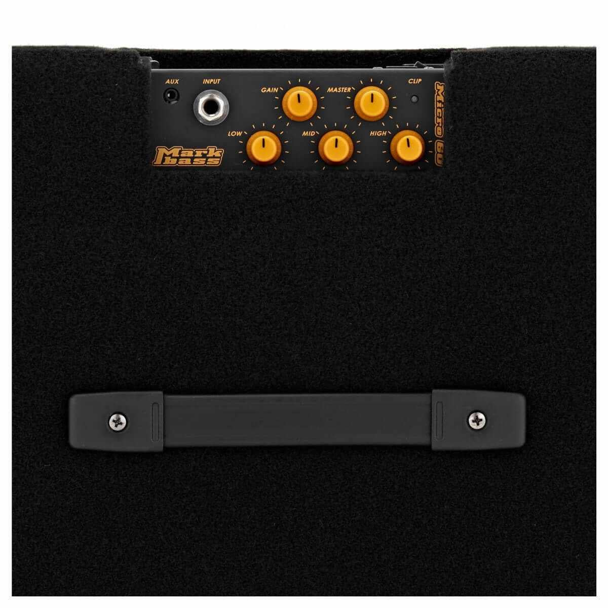 Mark Bass Marcus Miller CMD 101 MICRO 60 compact amplifier control panel with knobs and handle.