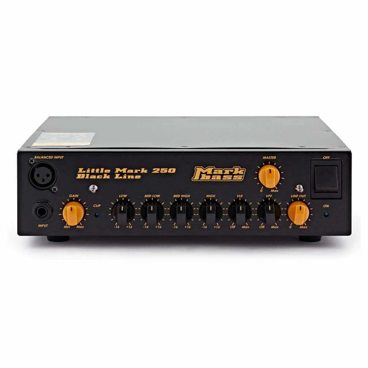 MarkBass Little Mark 250 Black Line Bass Amp Head front view with control knobs and inputs.