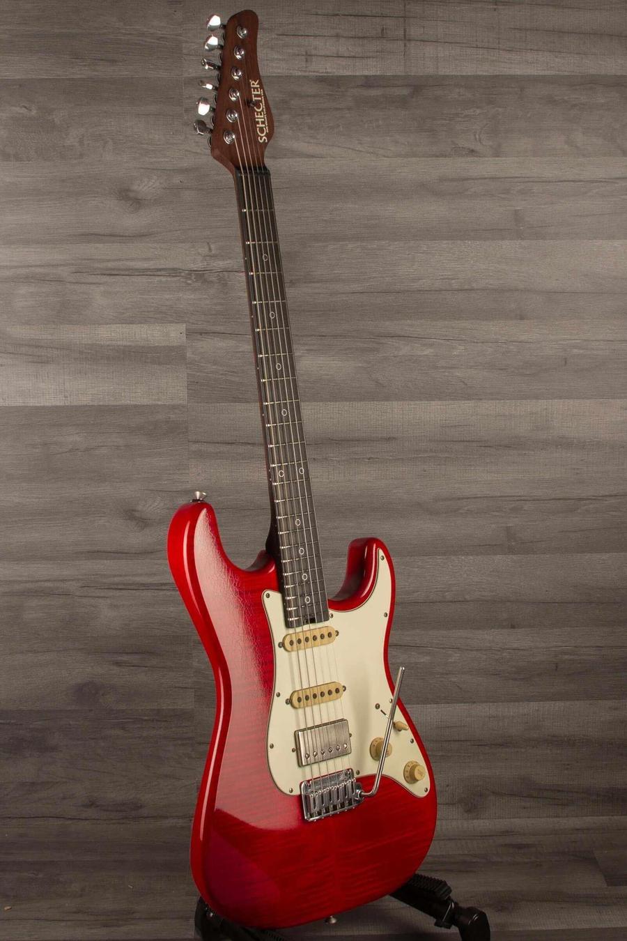 Schecter Nick Johnston Trad Flame Top Wembley Nitro USA - Atomic Fire electric guitar, flamed maple top, atomic fire finish.