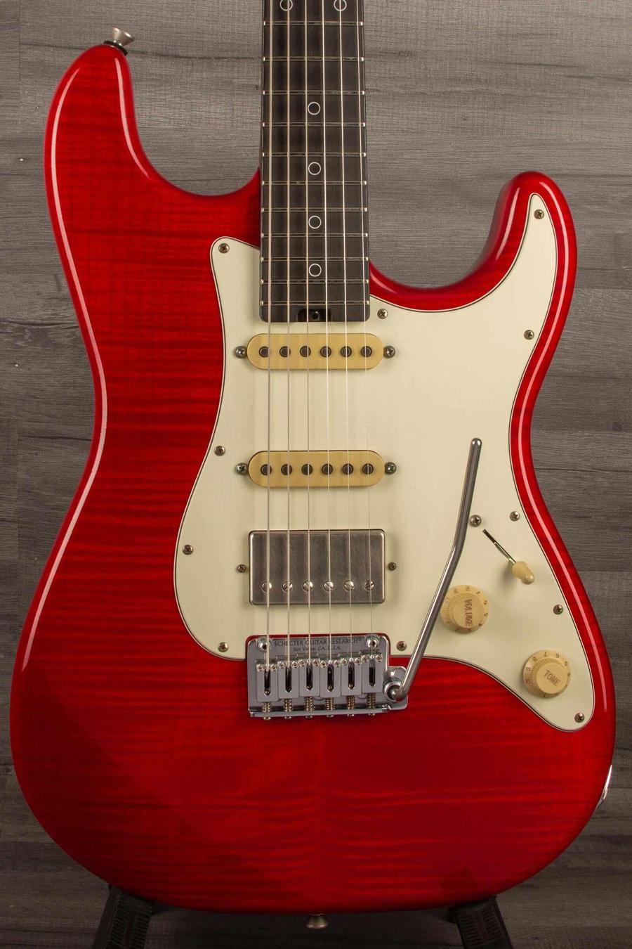 Schecter Nick Johnston Trad Flame Top Wembley Nitro USA - Atomic Fire electric guitar in Atomic Fire finish with flamed maple top.