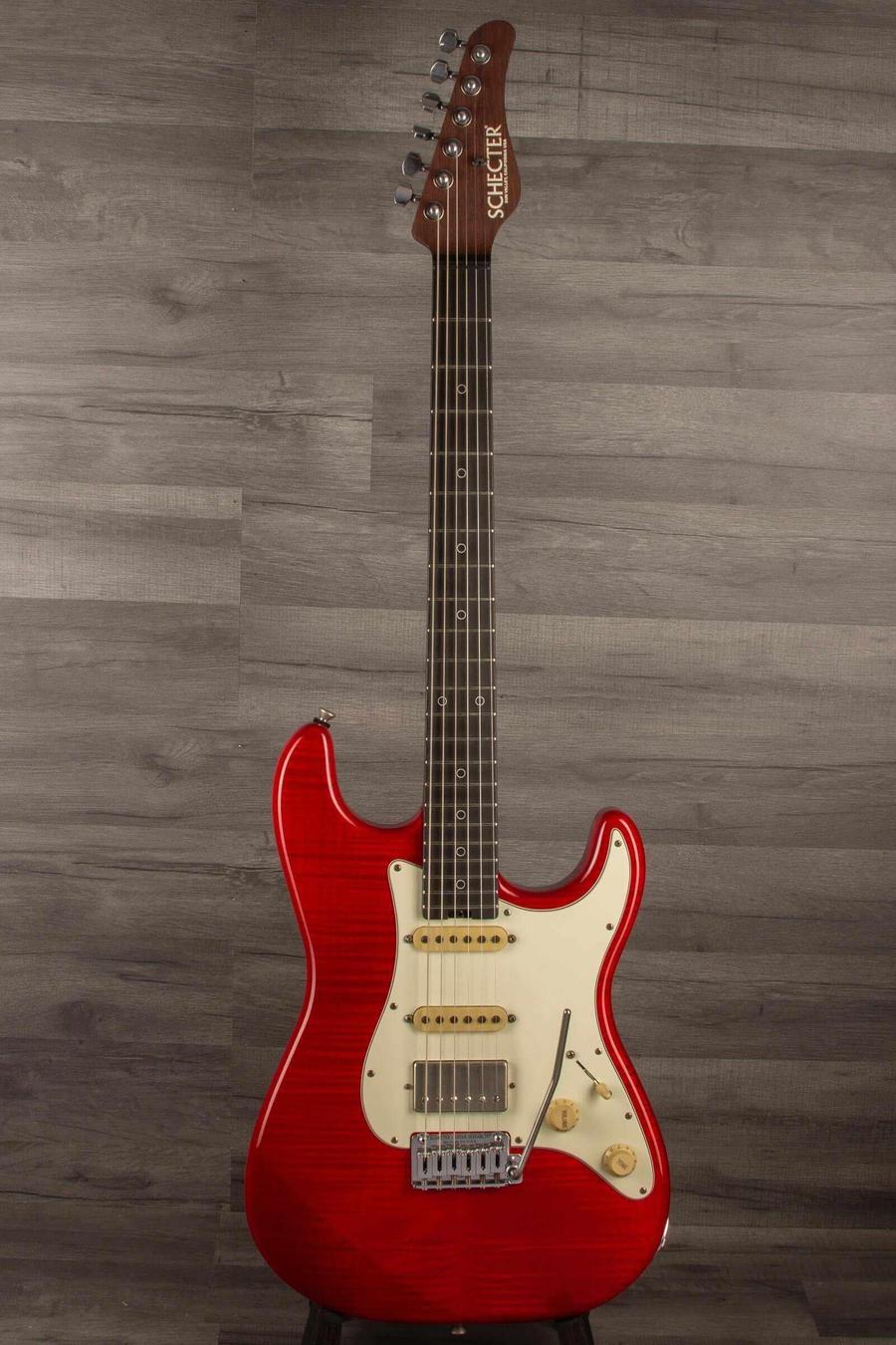 Schecter Nick Johnston Trad Flame Top Wembley Nitro USA in Atomic Fire finish with flamed maple top
