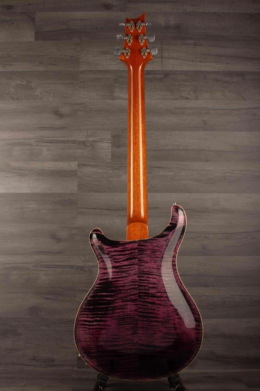 USED - PRS Hollowbody II Piezo Purple Iris back view showing beautiful figured maple and mahogany neck.