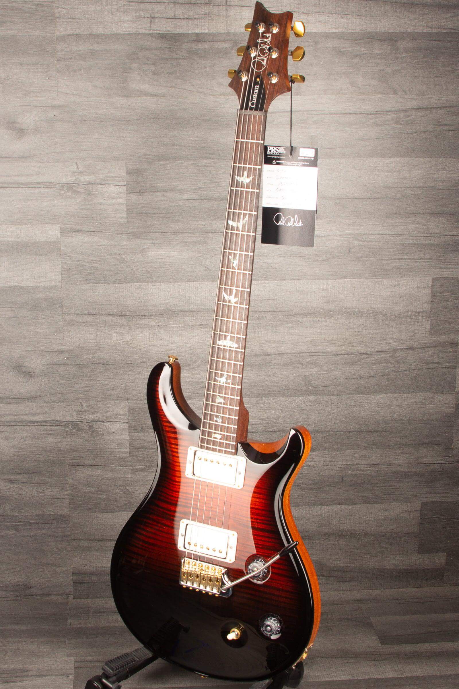 PRS Wood Library Custom 22 Fire Red Black Fade Flame - solid Rosewood neck