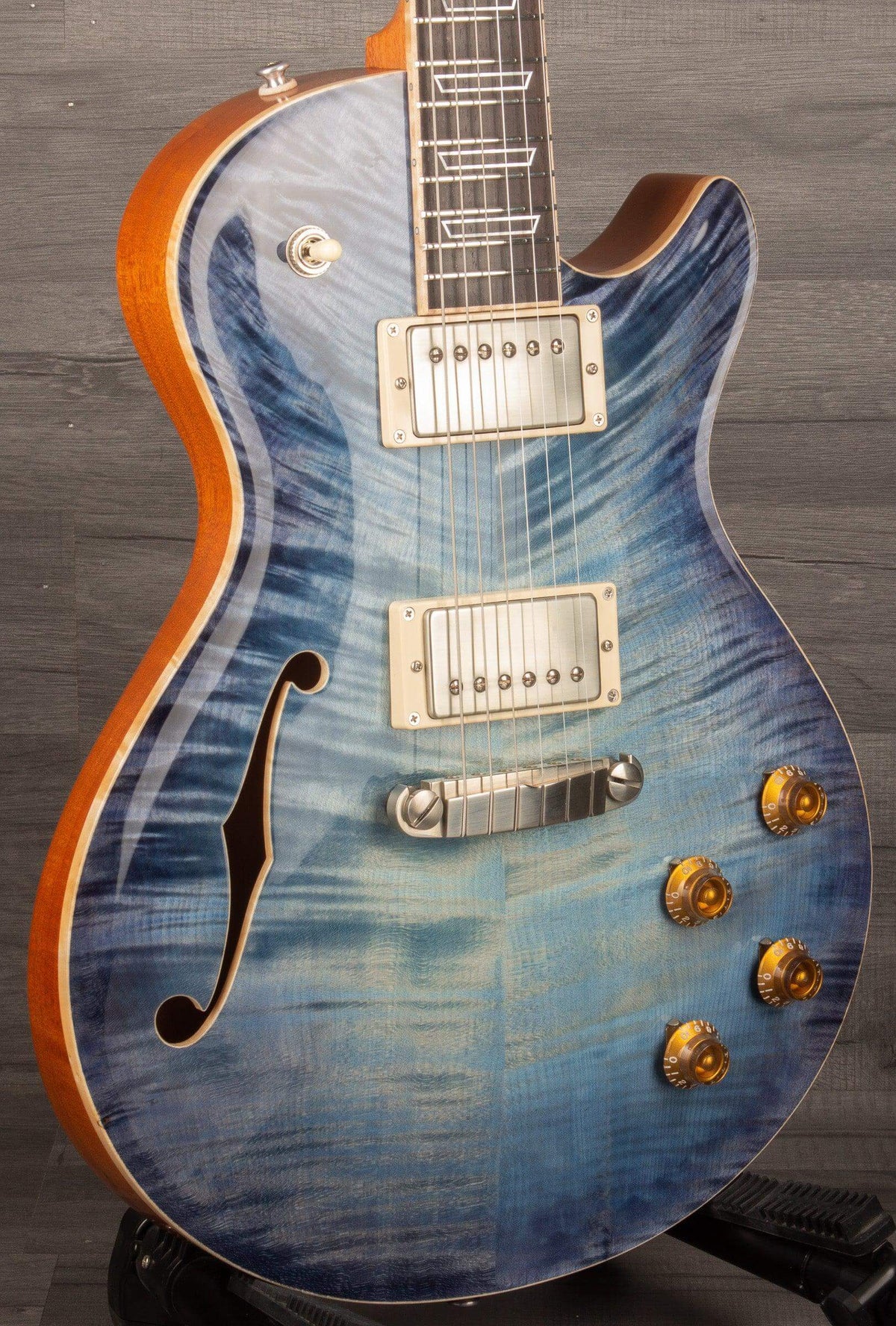 Patrick James Eggle Macon Carved Top - Semi Blue Burst s#30978