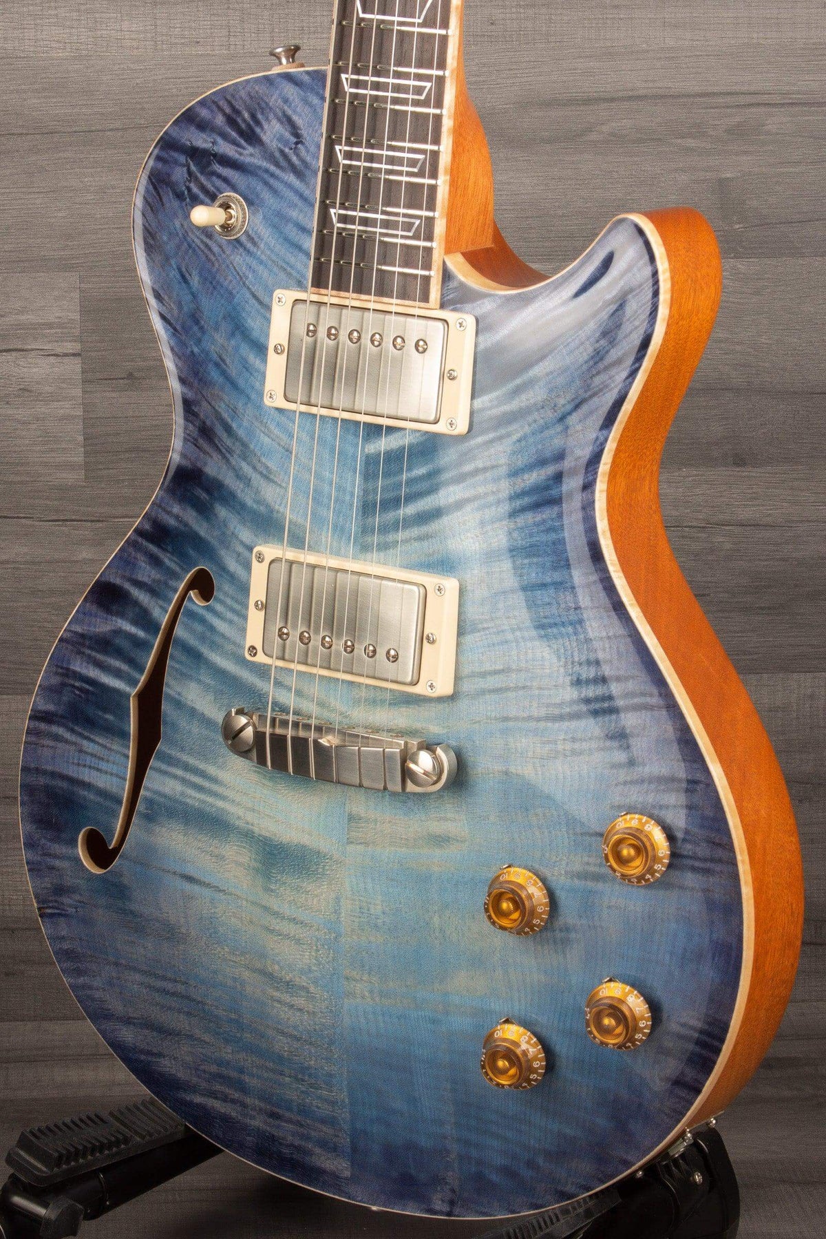 Patrick James Eggle Macon Carved Top - Semi Blue Burst s#30978