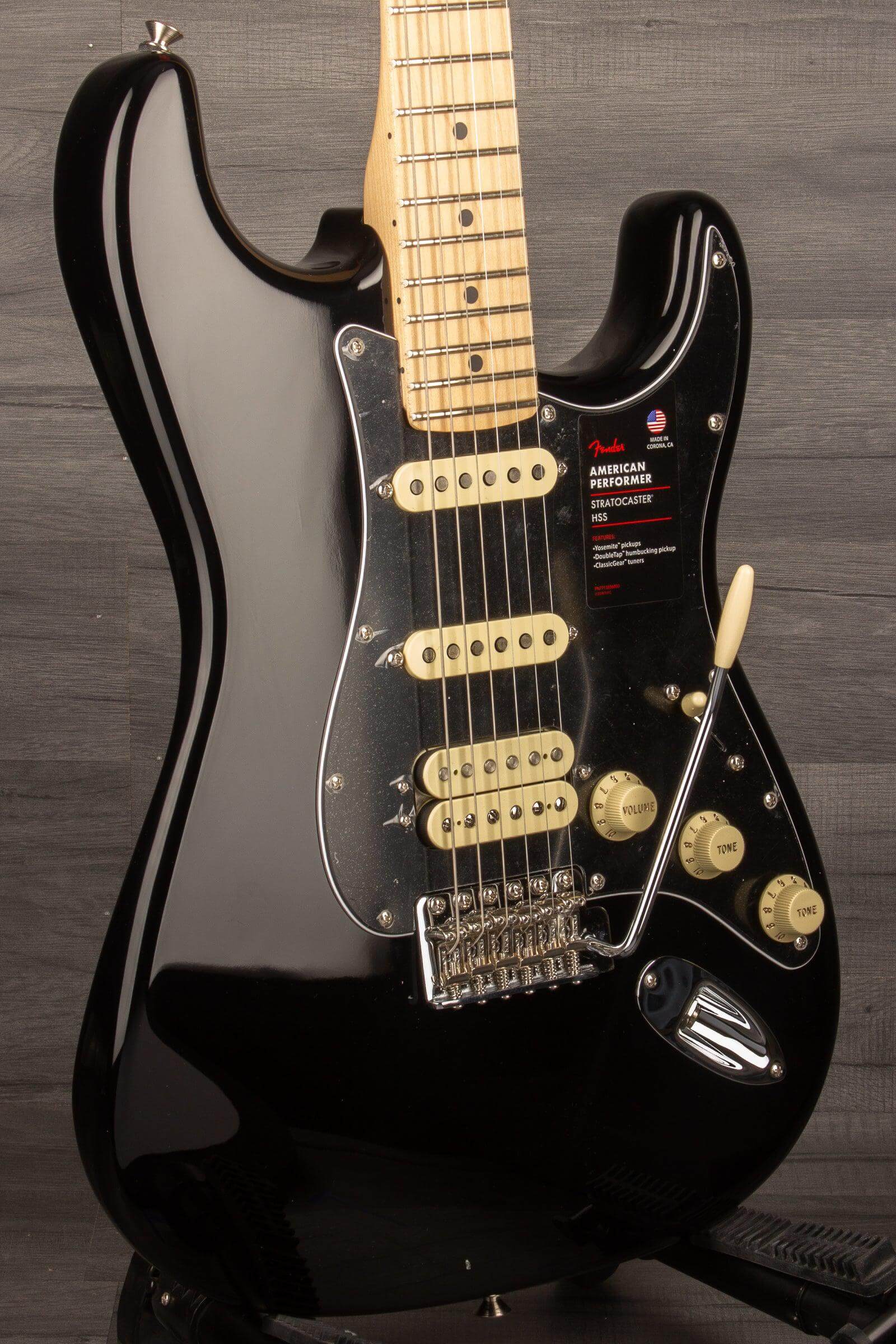 Fender American Performer HSS Stratocaster Electric Guitar - Black, Maple Neck