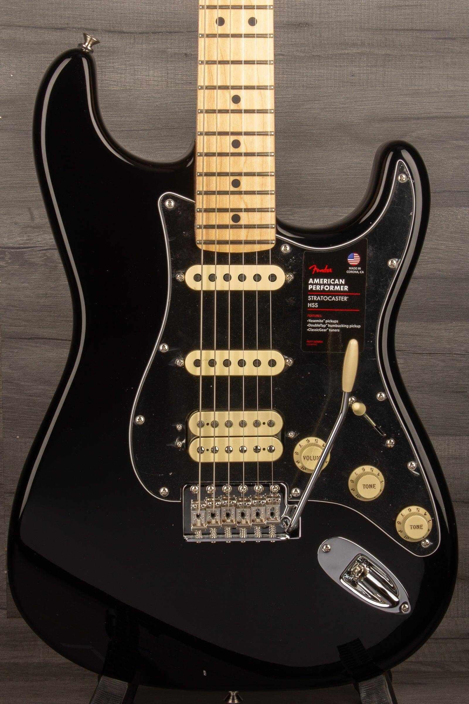 Fender American Performer HSS Stratocaster Electric Guitar - Black, Maple Neck