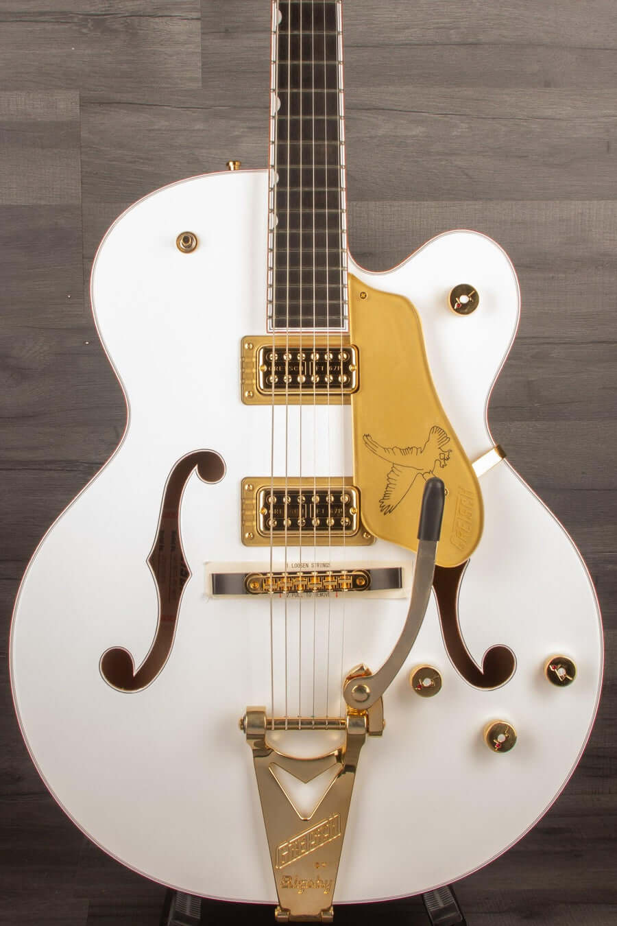 Gretsch G6136TG Players Edition Falcon™ Hollow Body Electric Guitar - White, String-Thru Bigsby®, Gold Hardware, Ebony Fingerboard