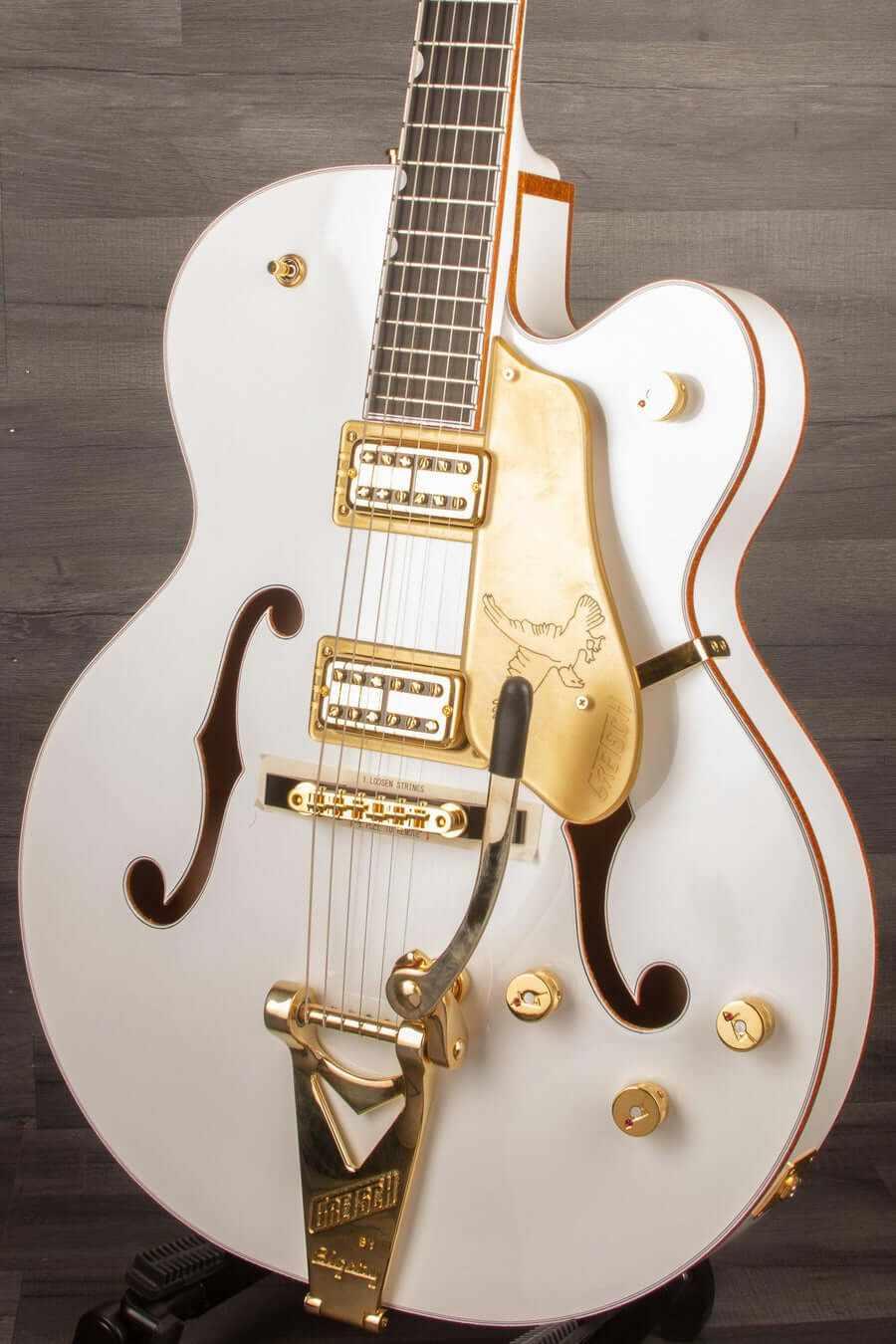 Gretsch G6136TG Players Edition Falcon™ Hollow Body Electric Guitar - White, String-Thru Bigsby®, Gold Hardware, Ebony Fingerboard
