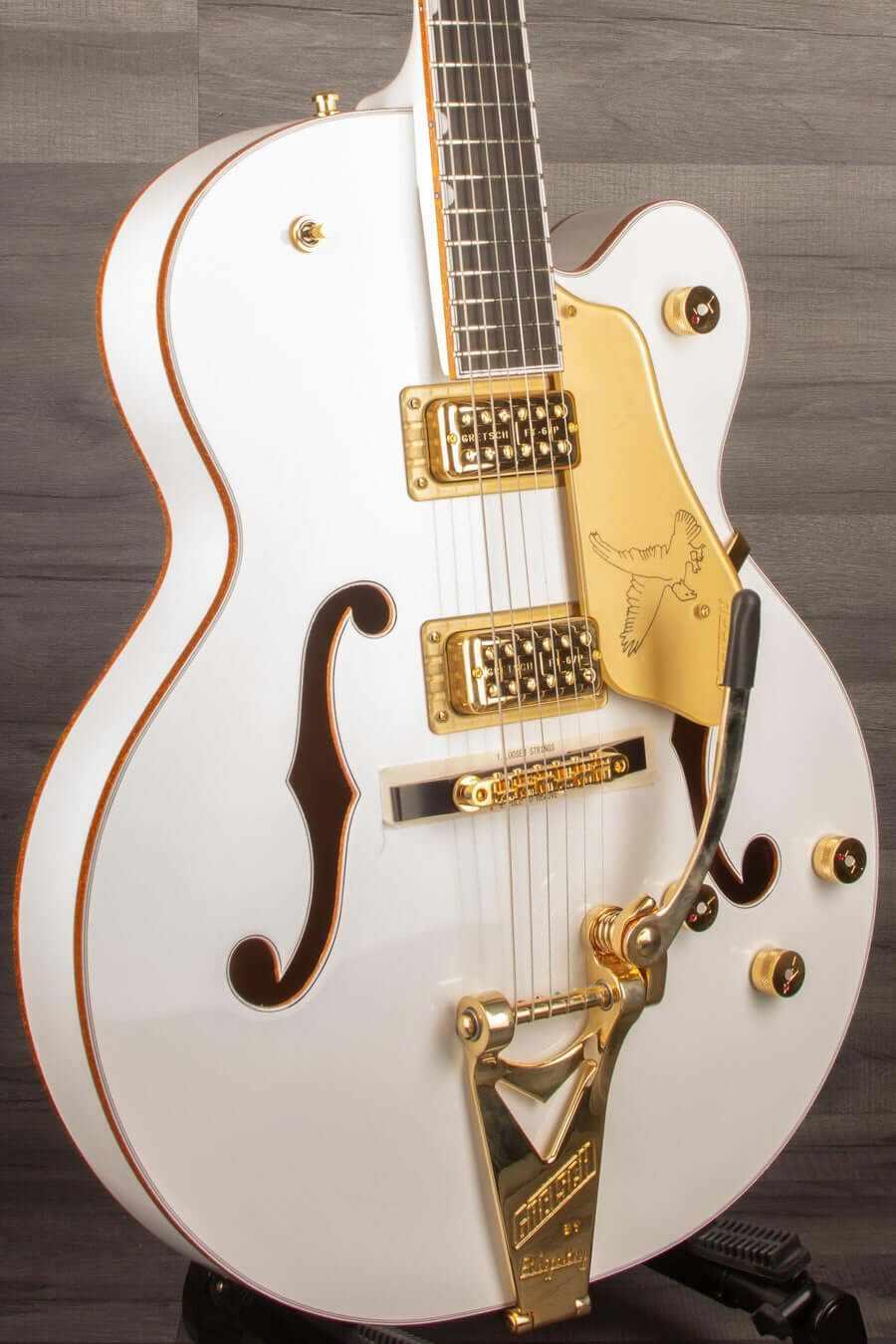 Gretsch G6136TG Players Edition Falcon™ Hollow Body Electric Guitar - White, String-Thru Bigsby®, Gold Hardware, Ebony Fingerboard