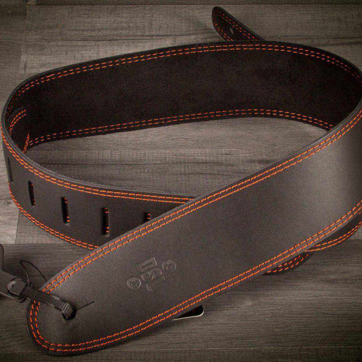 DSL SGE25-15-5 2.5″ Single Ply Guitar Strap - Orange/Black Stitch