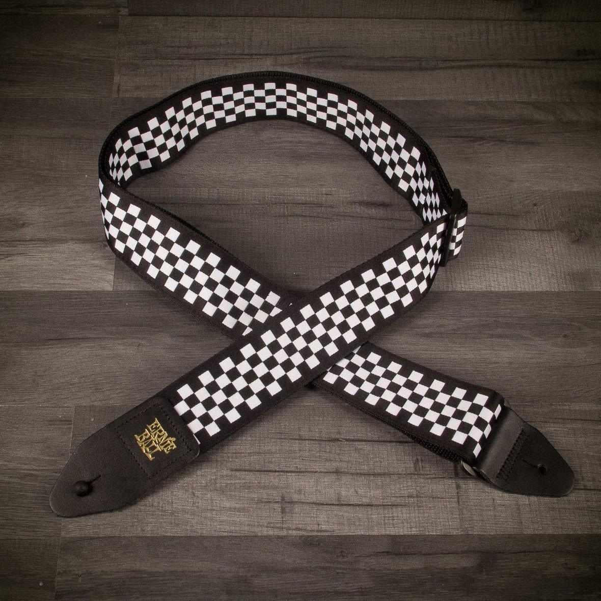 Ernie Ball Checkered Jacquard Guitar Strap - Black/White