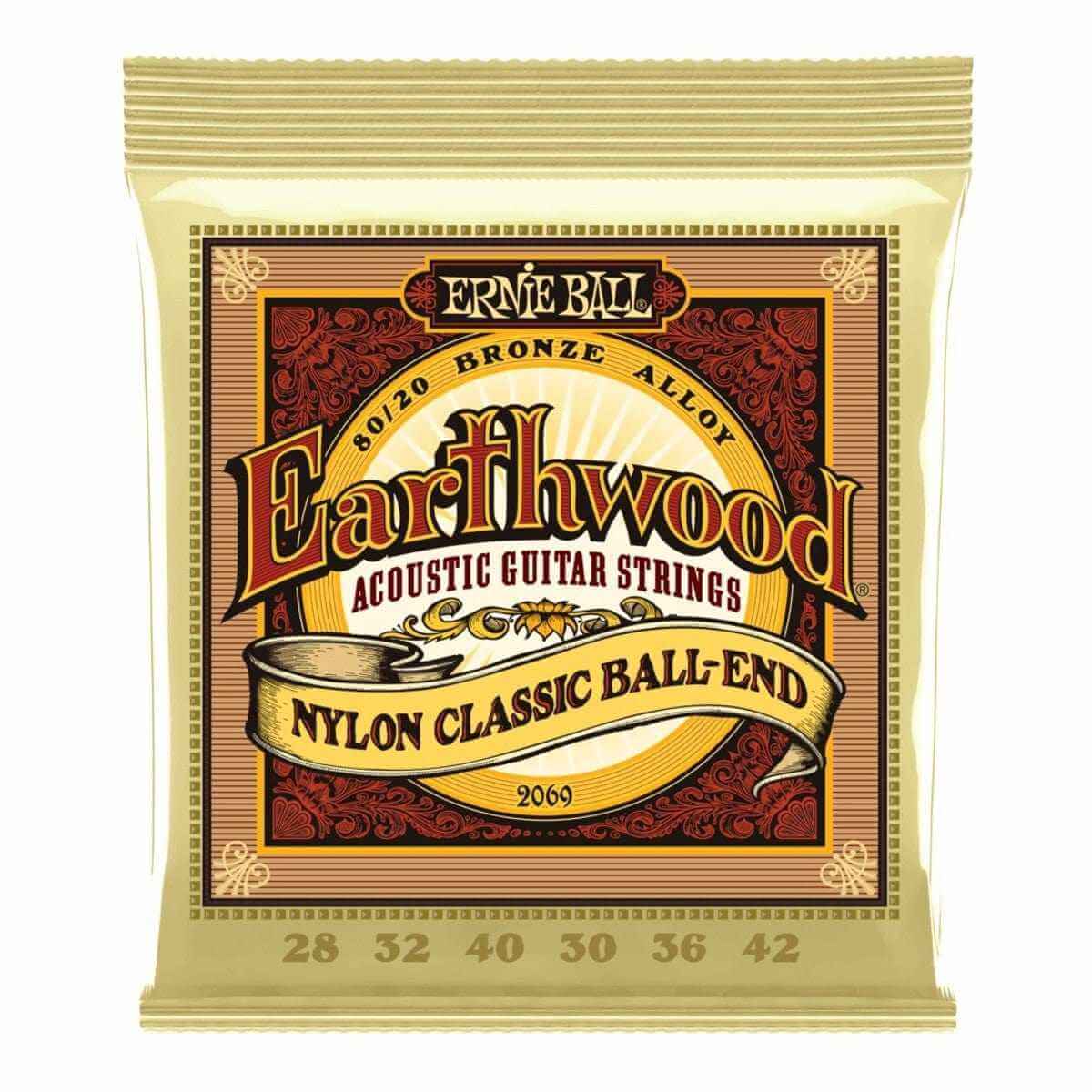 Ernie Ball 2069 Earthwood Folk Nylon Ball End Strings