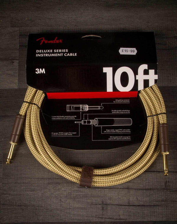 Fender Deluxe Series 10' Instrument Cable Tweed