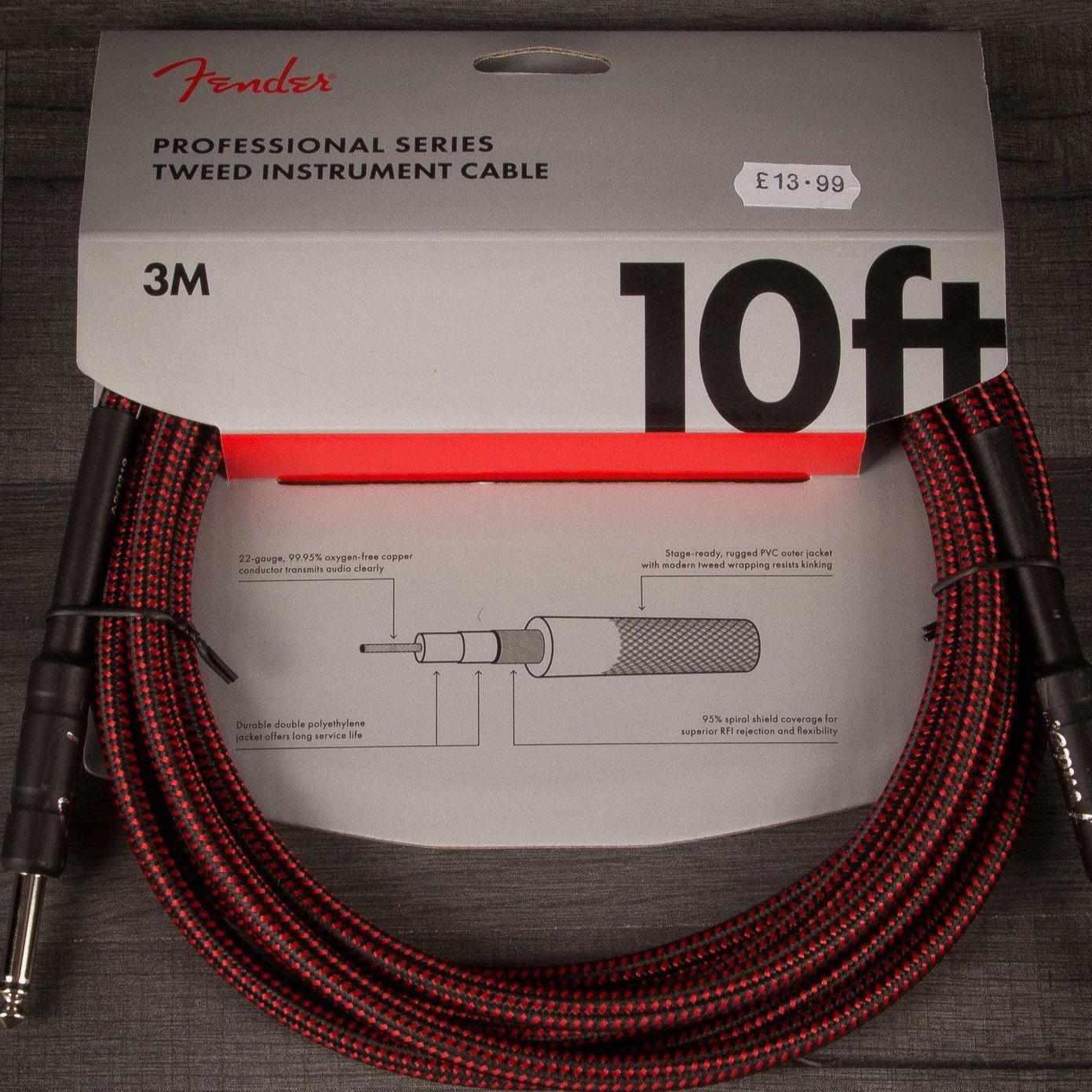 Fender Professional Series 10' Instrument Cable Tweed