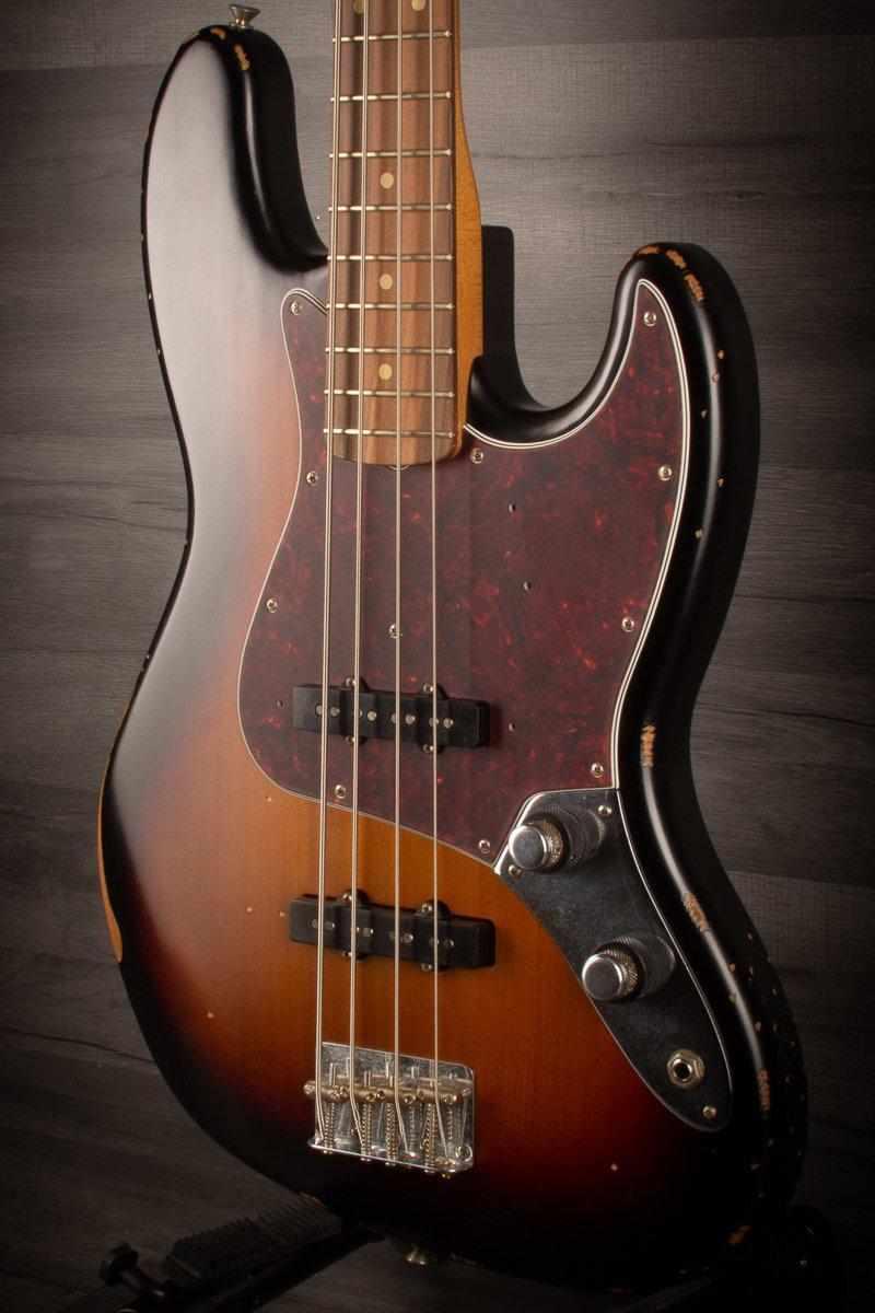 Fender 60th Anniversary Road Worn '60s Jazz Bass Guitar, 3-Tone Sunburst