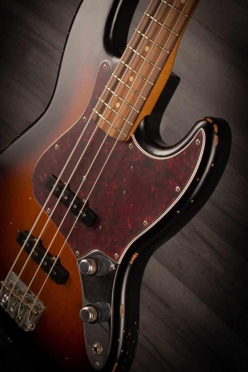 Fender 60th Anniversary Road Worn '60s Jazz Bass Guitar, 3-Tone Sunburst