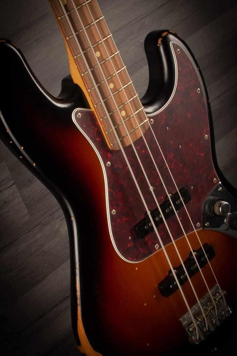 Fender 60th Anniversary Road Worn '60s Jazz Bass Guitar, 3-Tone Sunburst