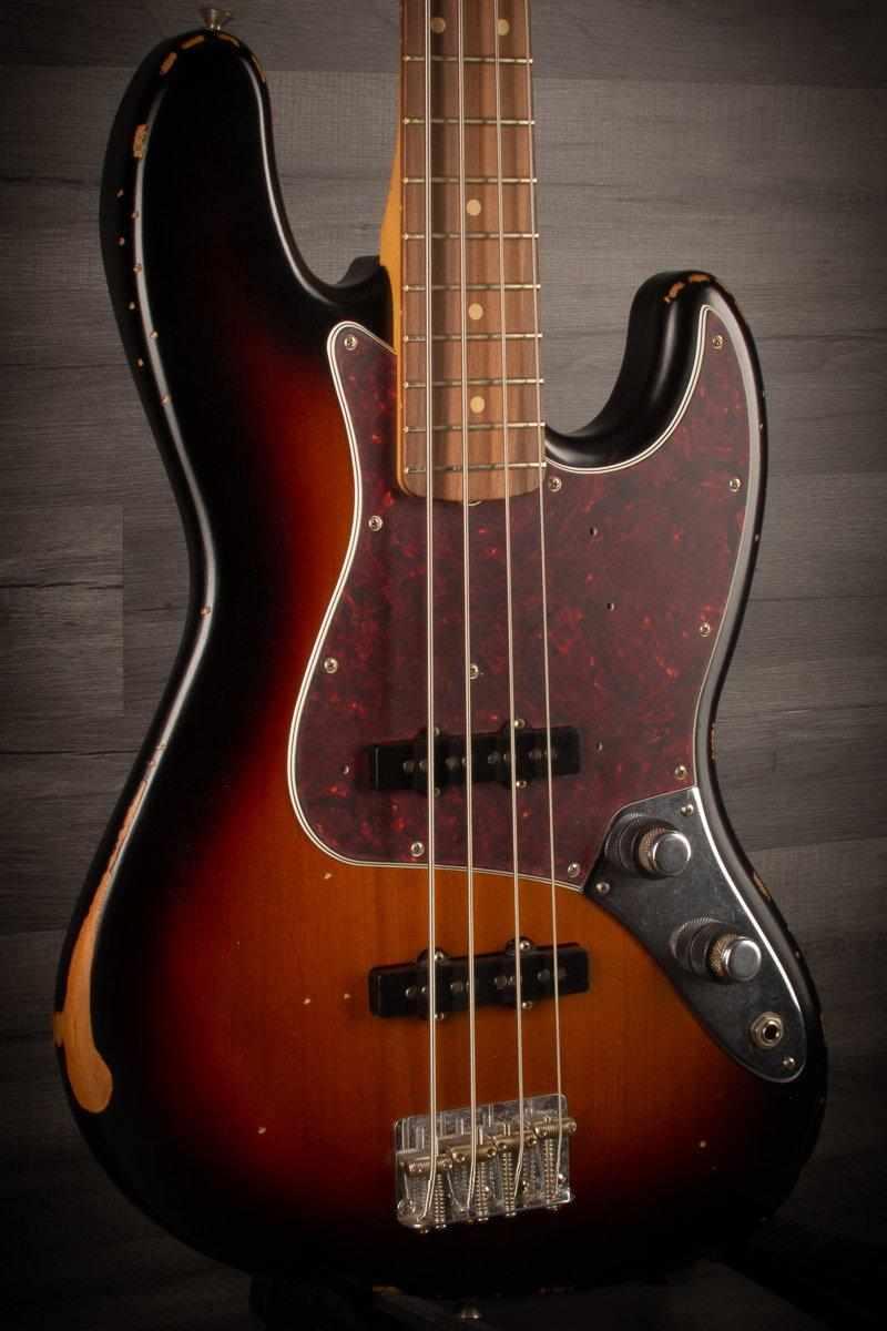 Fender 60th Anniversary Road Worn '60s Jazz Bass Guitar, 3-Tone Sunburst