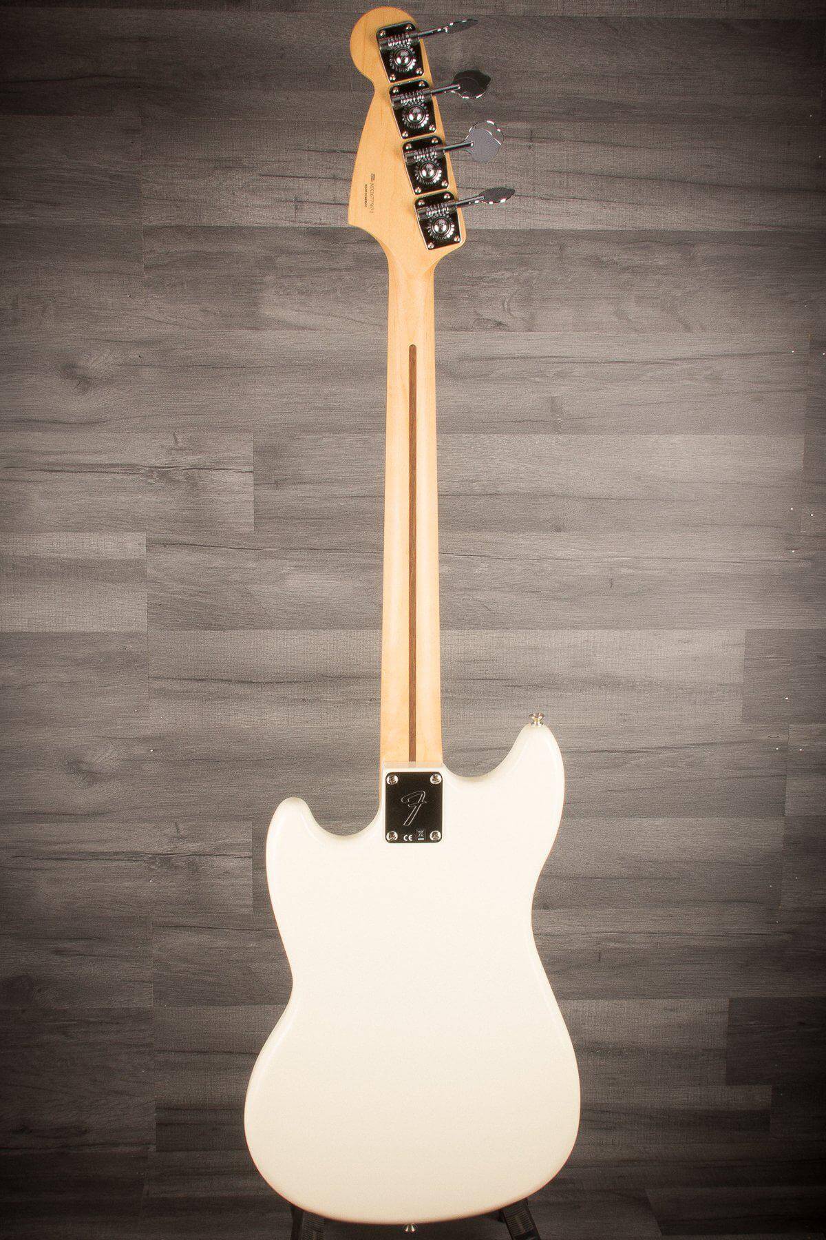 USED - Fender Mustang Bass Guitar - Olympic White, Pau Ferro