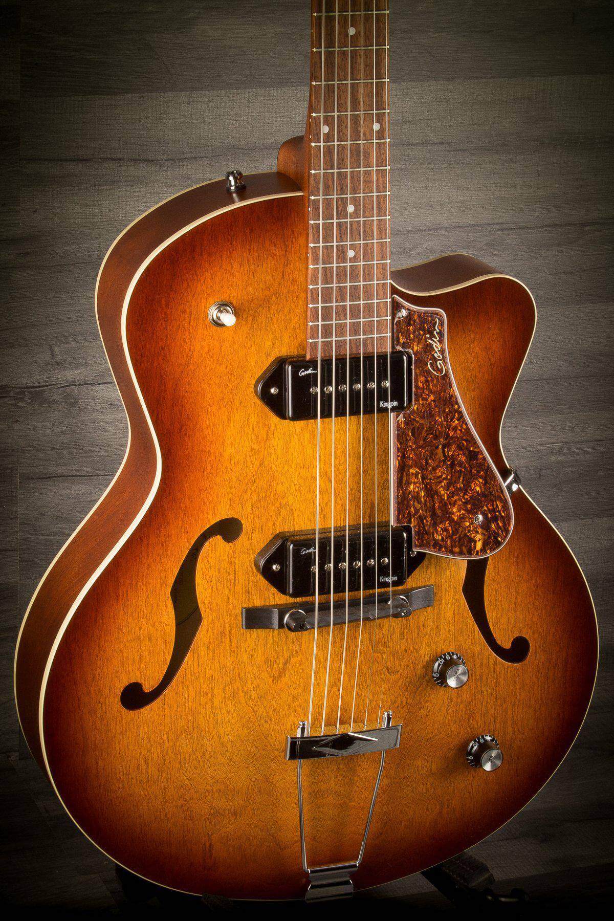 Godin 5th Avenue Kingpin Dual P90 - Cognac Burst - MusicStreet