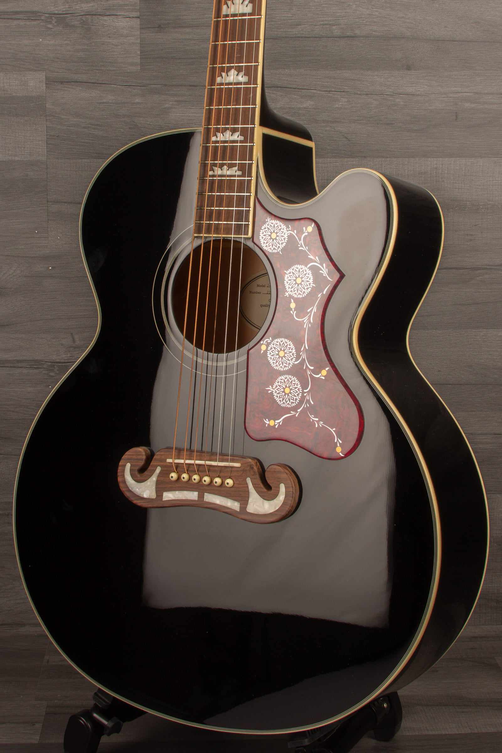 Epiphone J200 EC Studio Solid Top, Fishman Sonitone - Black, Acoustic Guitar