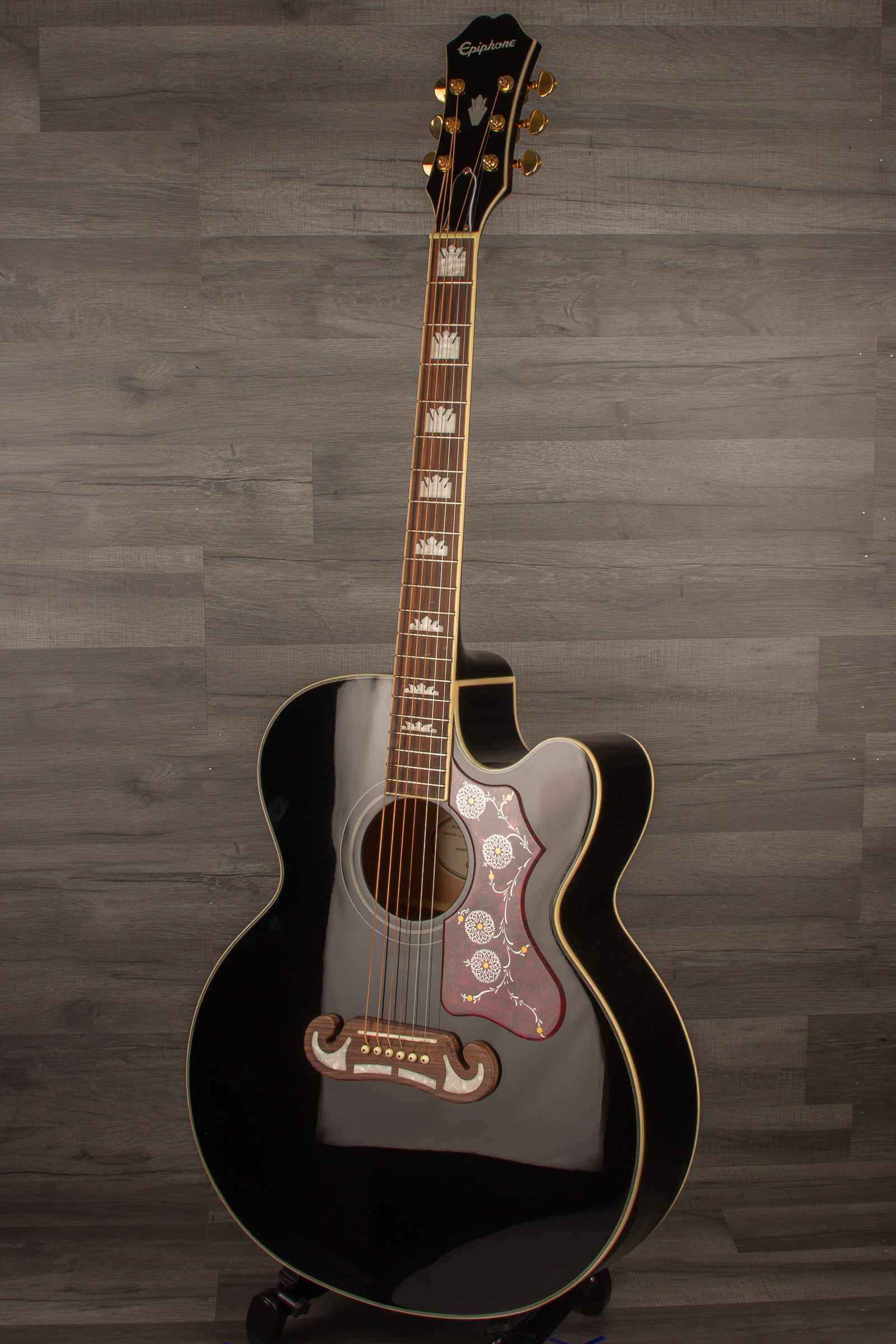 Epiphone J200 EC Studio Solid Top, Fishman Sonitone - Black, Acoustic Guitar