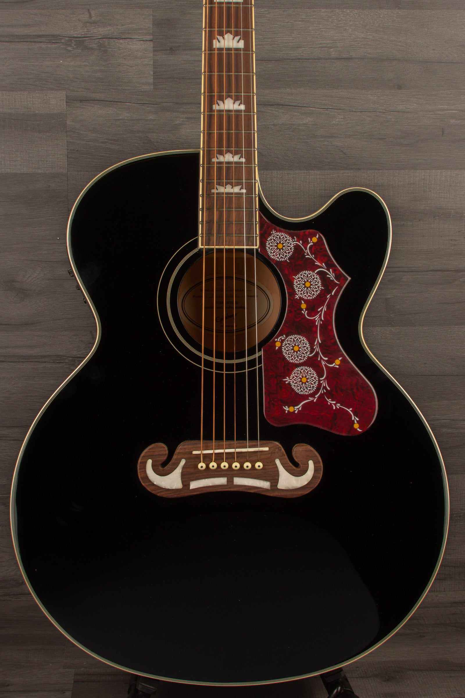 Epiphone J200 EC Studio Solid Top, Fishman Sonitone - Black, Acoustic Guitar