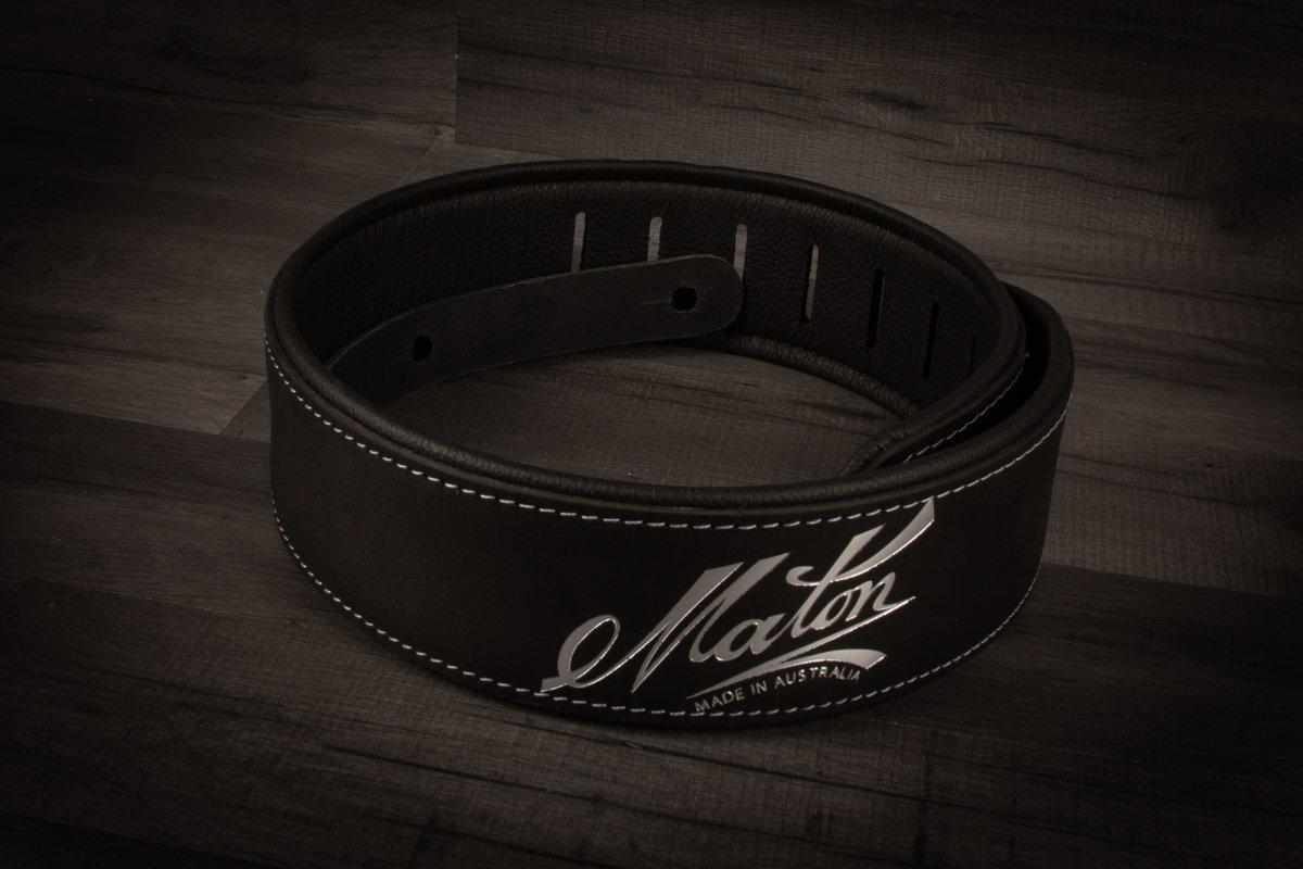 Maton Leather double layer padded guitar strap - Black