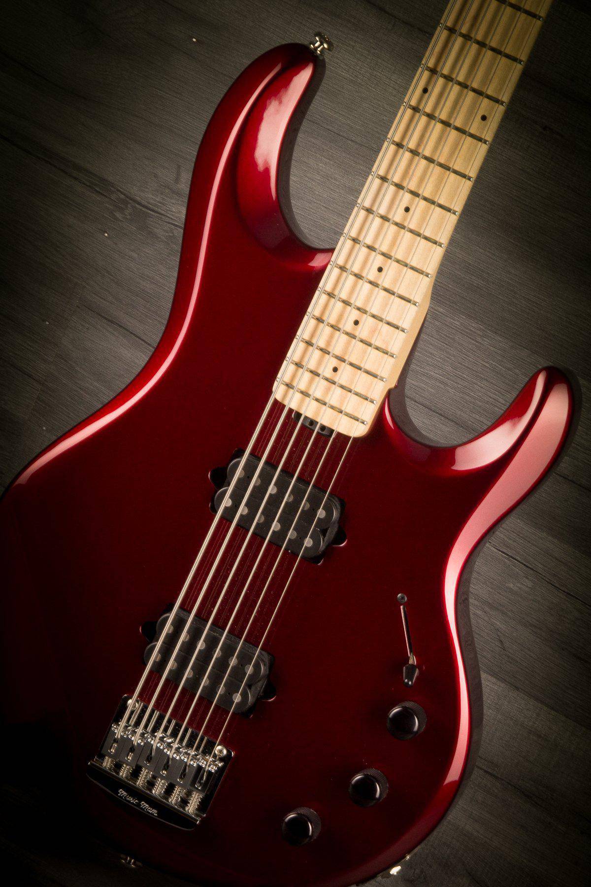 MusicMan Silhouette Bass 6, Maple Neck , Candy Red - MusicStreet