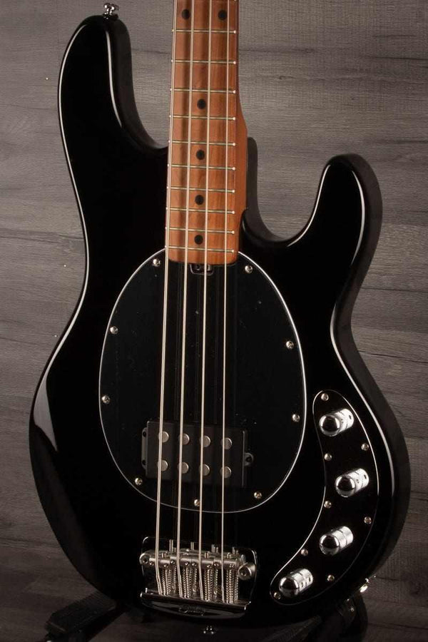 Sterling by MusicMan Stingray Bass Guitar - Black, Roasted Maple