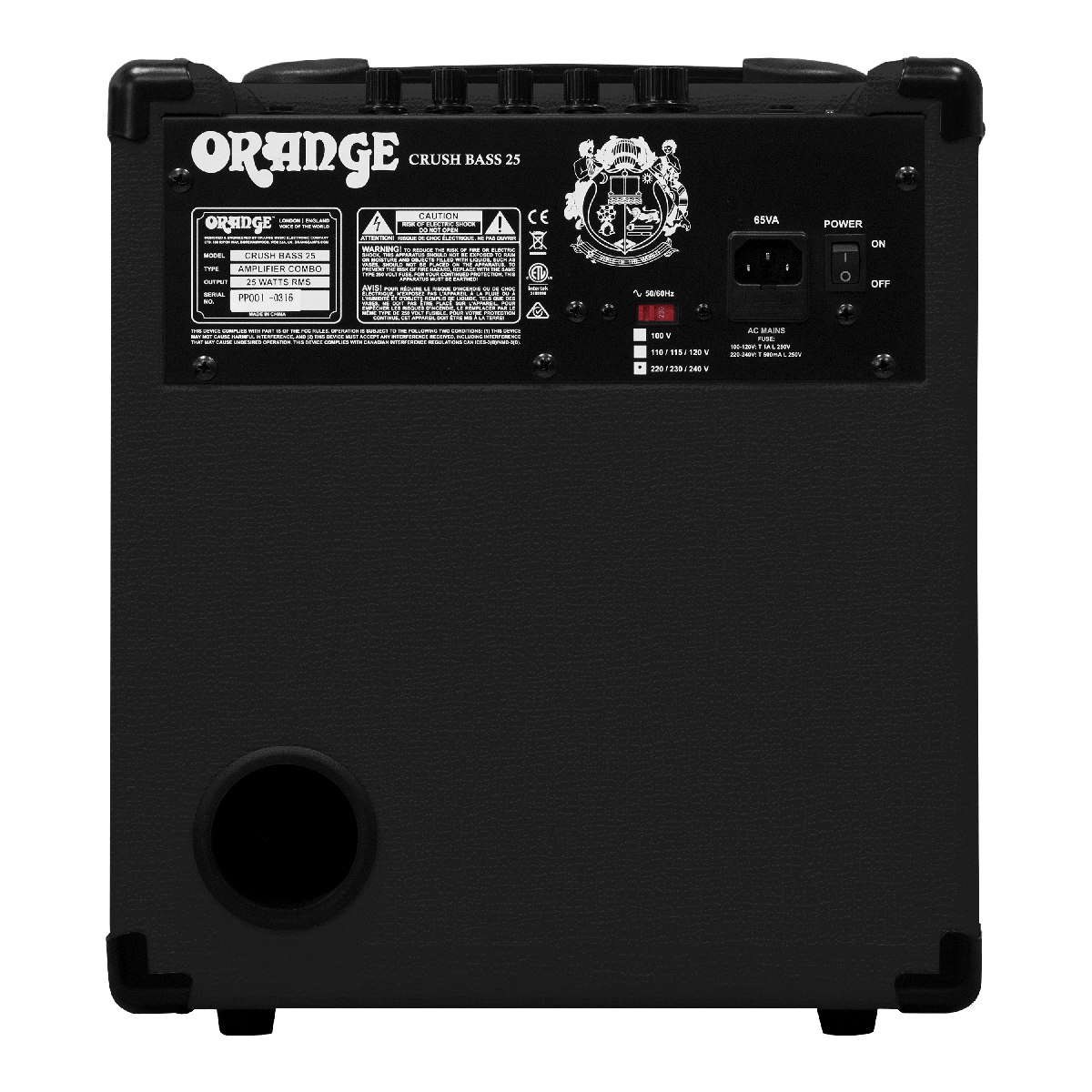 Orange Crush Bass 25 Combo Guitar Amplifier, Black