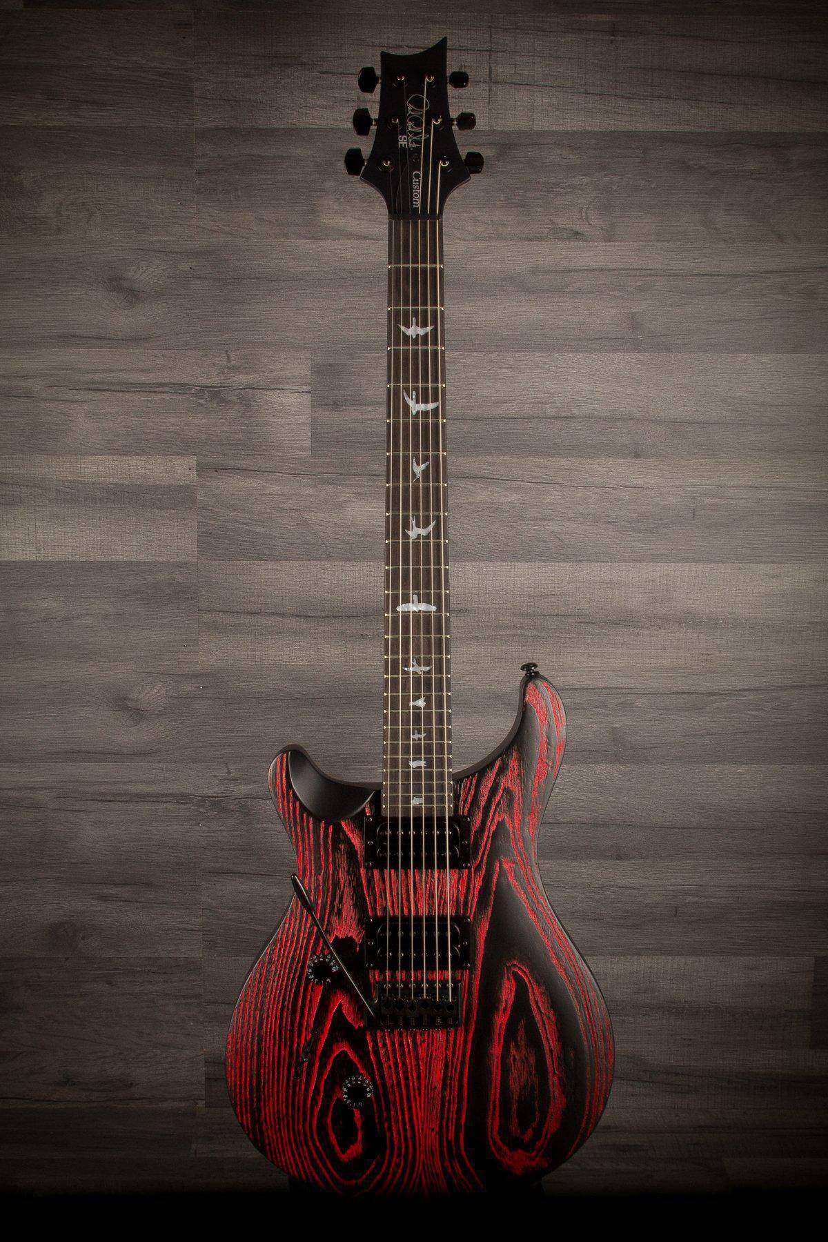 PRS SE Custom 24 Swamp Ash Sand Blasted Fire Red LEFT HAND - MusicStreet