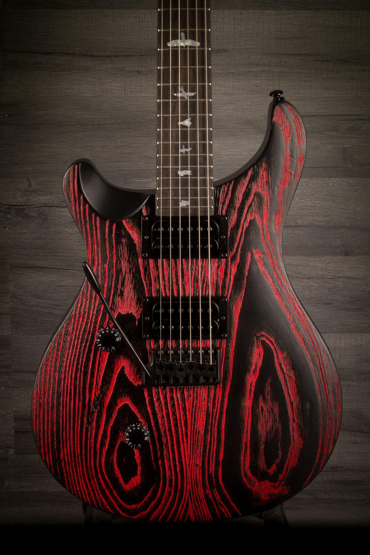 PRS SE Custom 24 Swamp Ash Sand Blasted Fire Red LEFT HAND - MusicStreet