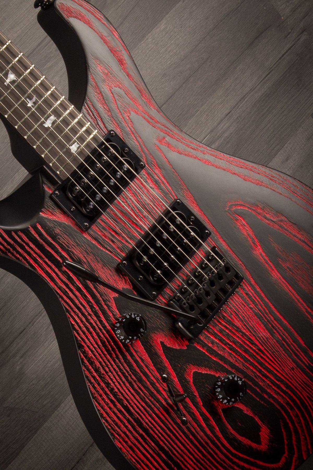 PRS SE Custom 24 Swamp Ash Sand Blasted Fire Red LEFT HAND - MusicStreet