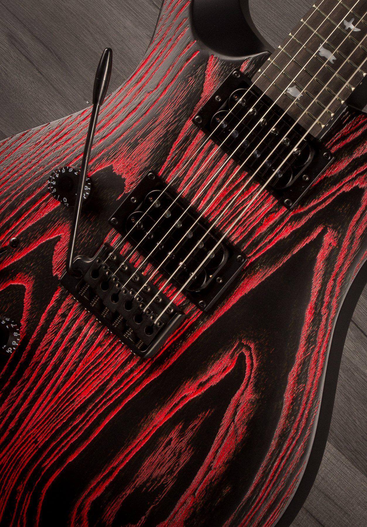PRS SE Custom 24 Swamp Ash Sand Blasted Fire Red LEFT HAND - MusicStreet