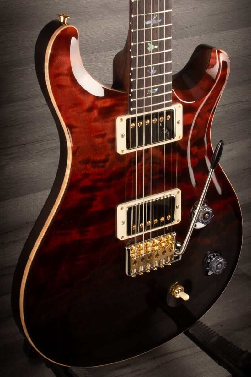 PRS Wood Library Custom 22 Fire Red Black Fade Quilt - solid Rosewood neck