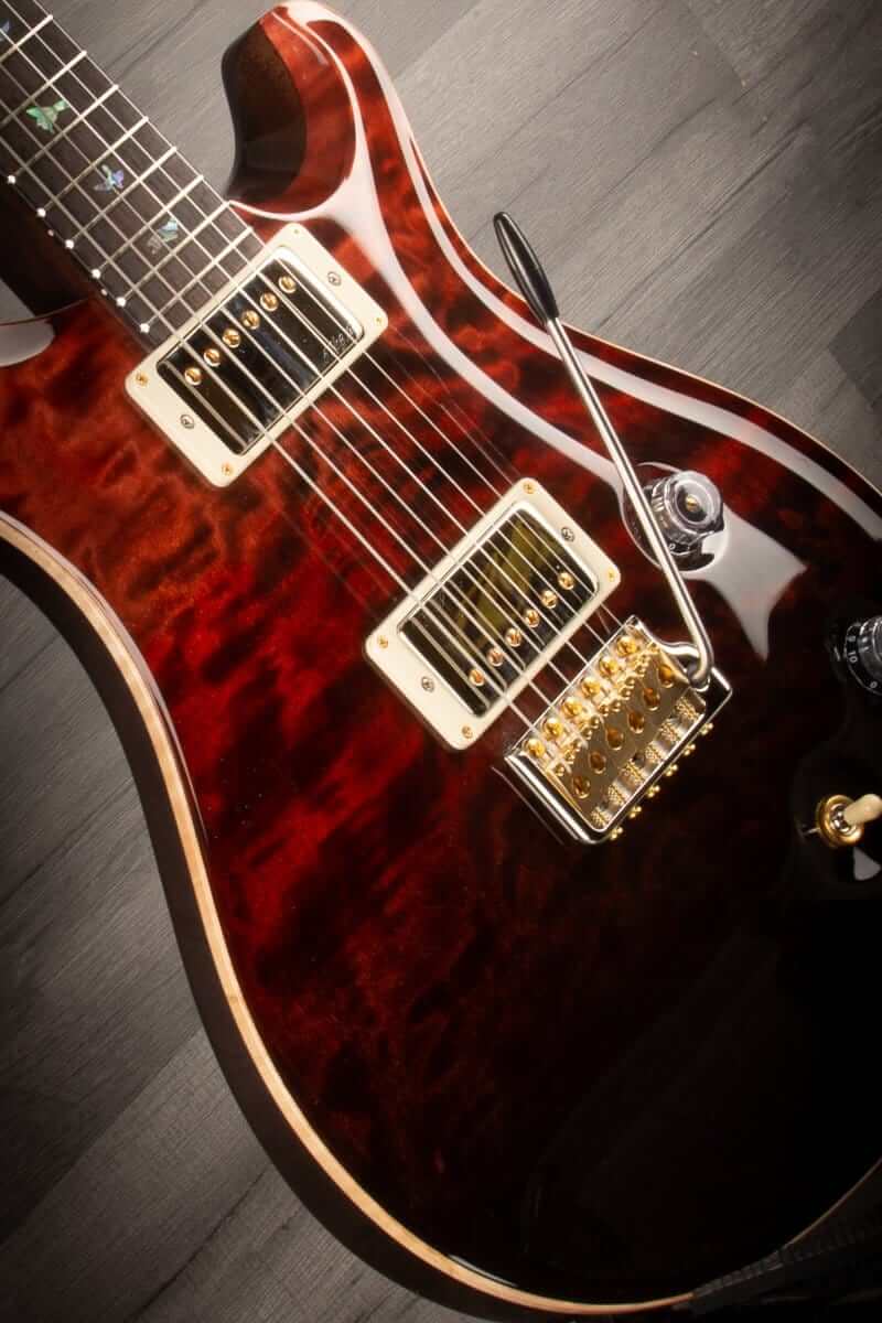 PRS Wood Library Custom 22 Fire Red Black Fade Quilt - solid Rosewood neck