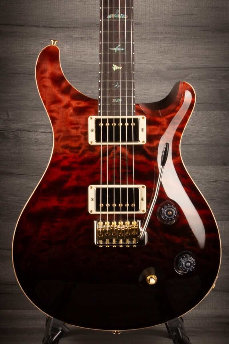 PRS Wood Library Custom 22 Fire Red Black Fade Quilt - solid Rosewood neck