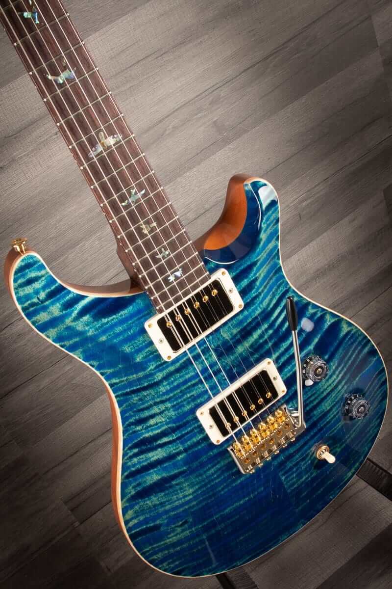 PRS Wood Library Custom 22 River Blue Flame top - solid Rosewood neck