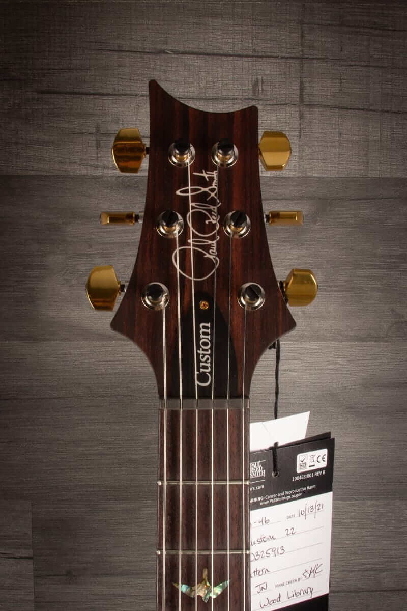PRS Wood Library Custom 22 River Blue Quilt top - solid Rosewood neck
