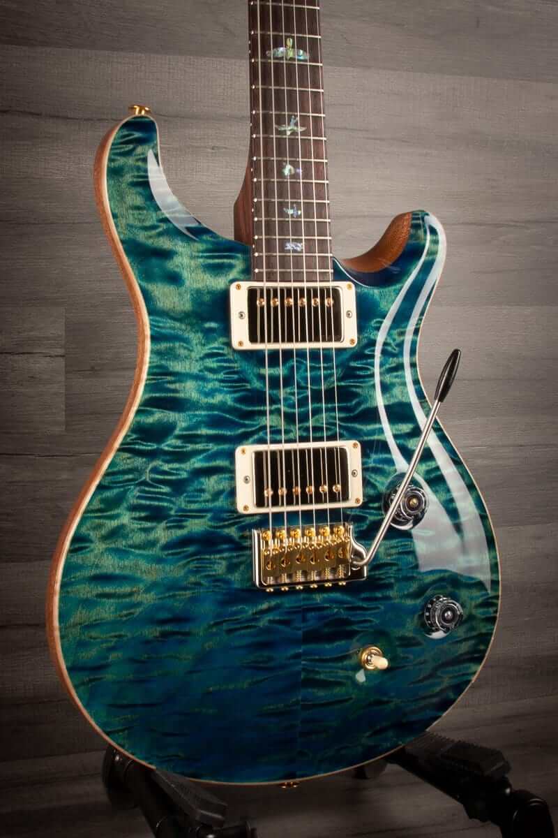 PRS Wood Library Custom 22 River Blue Quilt top - solid Rosewood neck