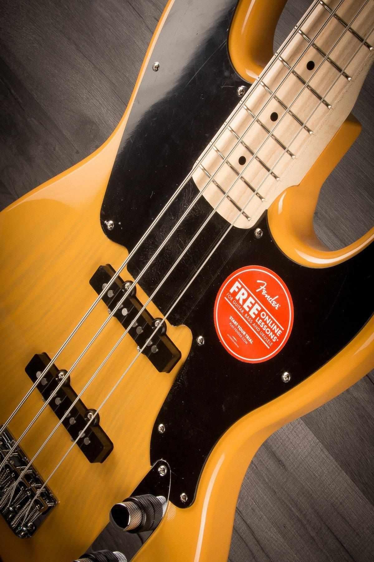 Squier Paranormal J Bass '54 Bass Guitar, Maple - Butterscotch Blonde