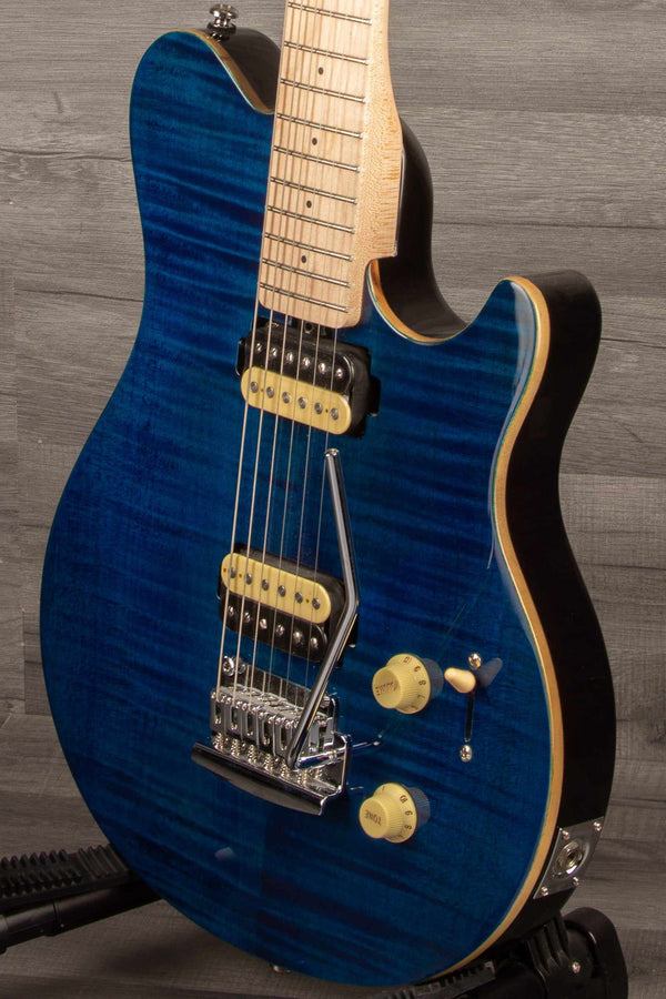 MusicMan Sterling Axis Flame Maple - Neptune Blue - MusicStreet