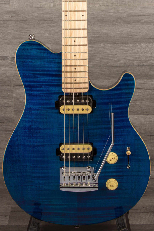 MusicMan Sterling Axis Flame Maple - Neptune Blue - MusicStreet