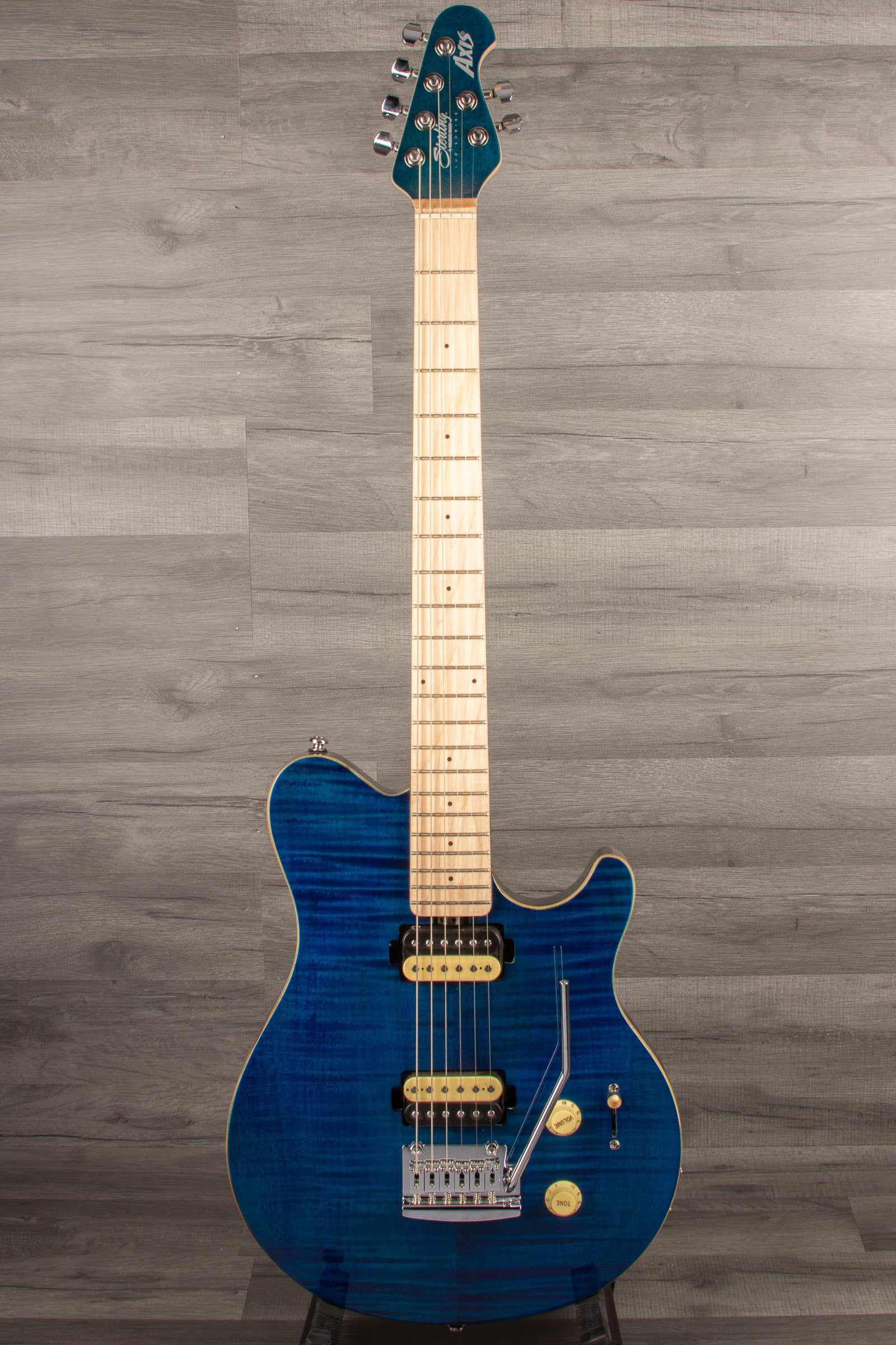 MusicMan Sterling Axis Flame Maple - Neptune Blue - MusicStreet