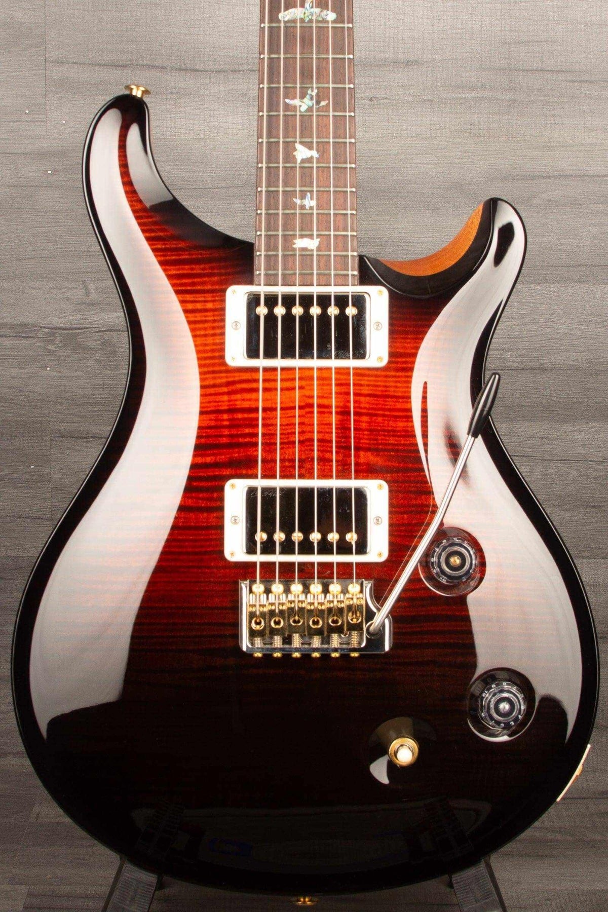 PRS Wood Library Custom 22 Fire Red Black Fade Flame - solid Rosewood neck